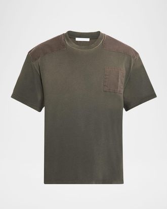 Helmut Lang Mens Cotton Patchwork Crewneck T-Shirt