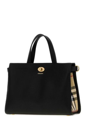 Burberry Grained Leather Top Handle Bag - Black