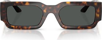 Versace 54mm Rectangular Sunglasses in Havana /Dark Grey at Nordstrom