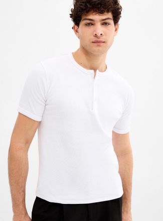 Le 31 Mens Ribbed jersey Henley Shirt T-shirt Imported from Seoul