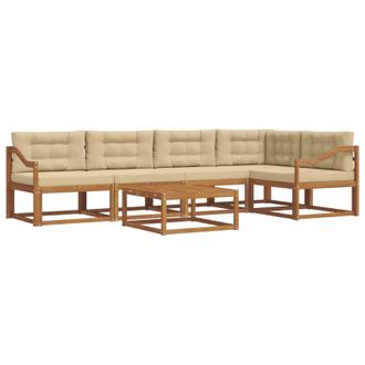 vidaXL Conjunto De Sof&aacute;s De Exterior Con Coj&iacute;n 6 Pcs Natural Y Beige Vidaxl