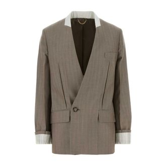 Victoria Beckham Blazers, female, Gray, Size: 2XS Collarless Jacket