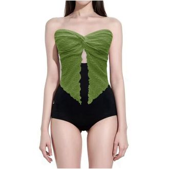 Generic Going Out Twist Front Bandeau Tops for Women Strapless Tie Knot Trendy Tube Tops Club Backless Off Shoulder Bustier Sexy Ruched Off The Shoulder Beach