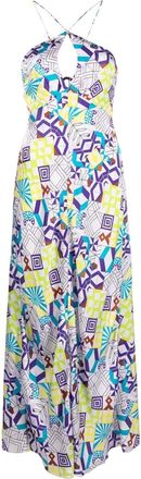 Forte_Forte geometric-pattern midi dress - women - Viscose/Silk - III - Purple