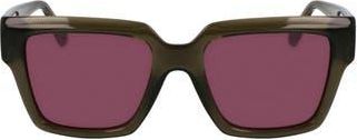 Ferragamo Gancini 54mm Rectangular Sunglasses in Transparent Khaki at Nordstrom Rack