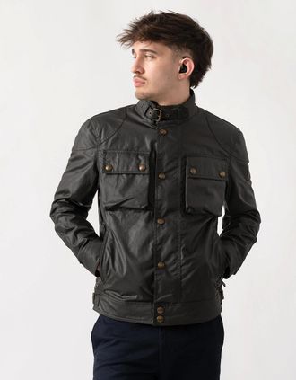 Belstaff Mens Belstaff Racemaster Mens Waxed Cotton Compact Field Jacket - Faded Olive - Green - Size: UK46 eu56 us46