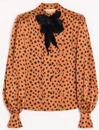 Valentino Crepe Satin Shirt With Plus De Pois Dalmata Print Wo