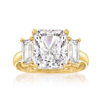 Ross-Simons CZ 3-Stone Ring in 14kt Yellow Gold