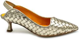Mara Bini Geweven leren slingback sandalen - Dames - Pumps - Grijs - 35 EU - Leer - Schoenen