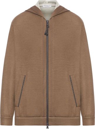 Brunello Cucinelli Felpa con cappuccio e zip - Marrone