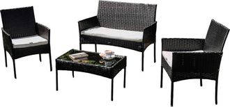 OEM Conjunto De Muebles De Jard&iacute;n Para 4 Personas Con Cojines Ferani Fiji Zh-105-bk S2 100x57 + 2f + Sto 71x40x39 Negro/beige N