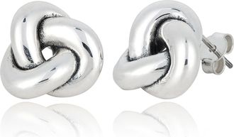 MAX + STONE 925 Sterling Silver Oxidized Knot Earrings