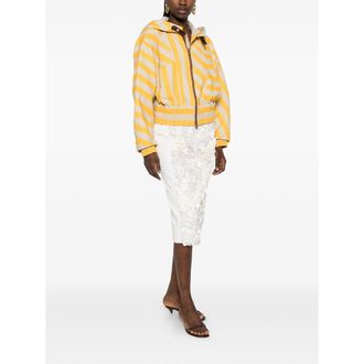 Fendi Striped Cotton-Linen Hooded Bomber Jacket - Yellow