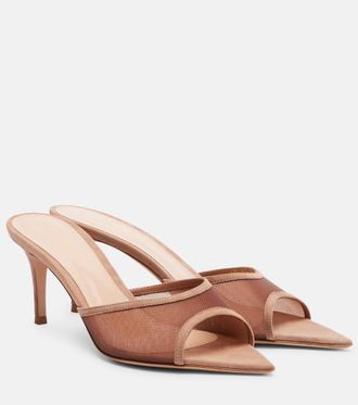 Gianvito Rossi Sienna 70 suede-trimmed mesh mules