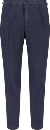 Incotex Blue Cotton Straight-Leg Pants