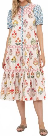 Oliphant Scoop Tiered Midi Dress In Provence Blue