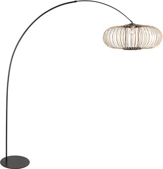 Anne Lighting L&aacute;mpara De Pie - Natural Negro - Curve - Bamb&uacute; Metal - L&aacute;mpara De