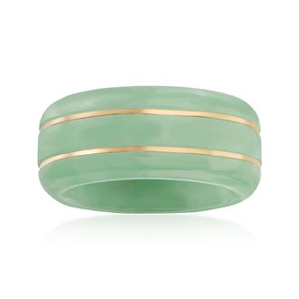 Ross-Simons Jade Ring With 14kt Yellow Gold