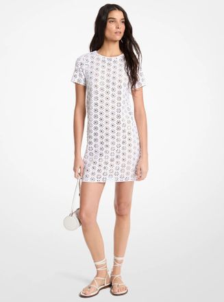Michael Kors Mirror-Embellished Floral Laser-Cut Scuba Dress