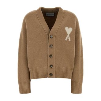 Ami Truien & Vesten, Dames, Bruin, S, Wol, Alpaca Cardigan Met Ami De Coeur