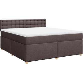 vidaXL Cama Box Spring Con Colch&oacute;n Tela Marr&oacute;n Oscuro 180x200 Cm Vidaxl