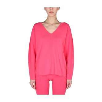 Helmut Lang V-neck Knitwear, female, Pink, Size: L V-Neck Sweater