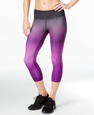 Ideology Womens Cropped Ombre Training Leggings In Push It Purple