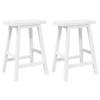 vidaXL Taburetes De Bar, 2 Unidades, Madera Maciza Blanca, Goma Vidaxl