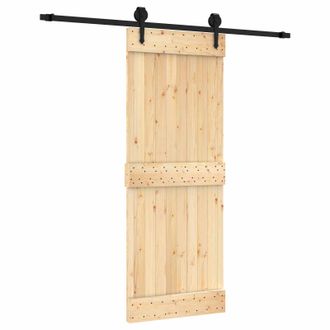 vidaXL Puerta Corredera Natural Y Negro 80 X 210 Cm Vidaxl