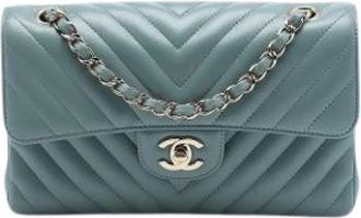 Chanel Pre-owned Classic Flap Shoulder Bag - Dames - Vintage Schoudertas - Blauw - ONE Size - Leer - Vintage