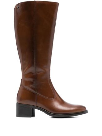 Keys block heel knee-high boots - Brown
