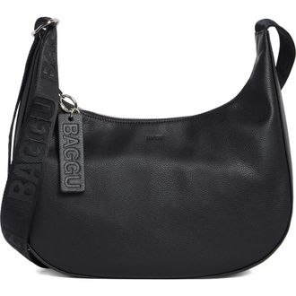 Baggu Medium Recycled Leather Crescent Shoulder Bag in Black at Nordstrom Rack