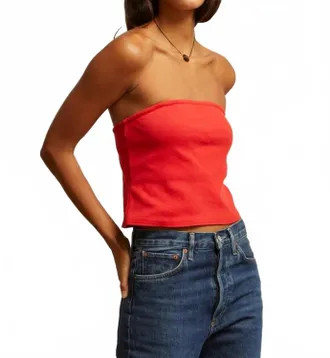 perfectwhitetee Talula Tube Top In Poppy Red