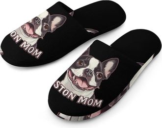 Generic Boston Mom Terrier Dog Face Mens House Slippers Slip Indoor Slipper On Shoes Warm Outdoor