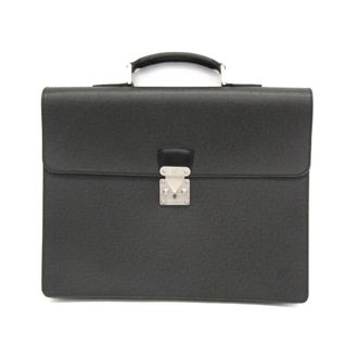 Louis Vuitton Serviette Moskova Briefcase Taiga Leather Gray Leather Briefcase Bag (Pre-Owned)