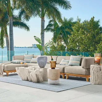 Frontgate Casoria Modular Seating in Dove Upholstery - Center Chair - Frontgate