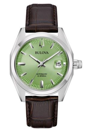 Bulova Surveyor Automatic Leather Strap Watch, 39mm in Silver-Tone at Nordstrom