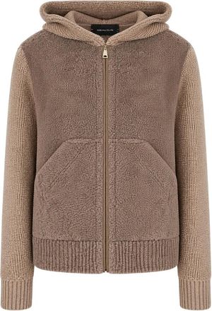 Fabiana Filippi Gevulde Jas van Wol-Zijde-Kasjmier - Dames - Sweatshirts & Hoodies - Beige - Maat: XS Zijde