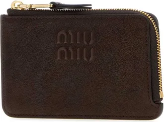 Miu Miu Leather Card Holder Wallet - Brown