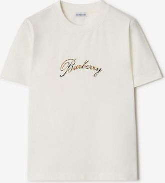Burberry Check Cursive Logo Cotton T-shirt
