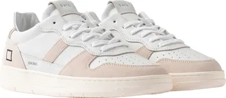 D.A.T.E. Leather and Suede Low-Top Sneaker - White