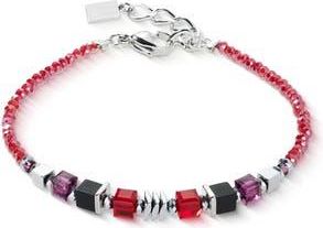 Coeur de Lion Wave Cube Flow Silver Bracelet in Red at Nordstrom, Size 8.25