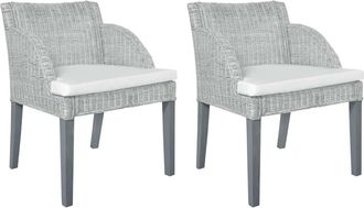 vidaXL Vidaxl - Sillas De Comedor Con Cojines 2 Unidades Rat&aacute;n Natural Gris