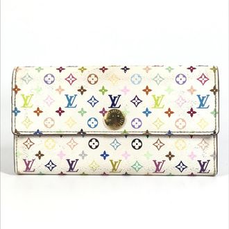 Louis Vuitton Blanc Multi-Color White Monogram Multicolore Canvas Long Wallet (Tri-Fold) (Pre-Owned)
