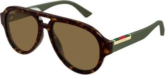 Gucci Pilot Zonnebril - Heren - Zonnebrillen - Bruin - 55 MM - Accessoires