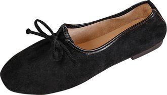 Generic Womens Slip On Shoes Bow Breathable Pumps Shoes Solid Color Lightweight Foldable Non-Slip Comfortable Classic Ballet Flats Work Shopping Black