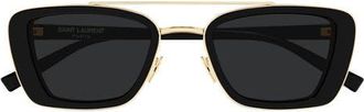 Saint Laurent 50mm Rectangular Sunglasses in Black at Nordstrom