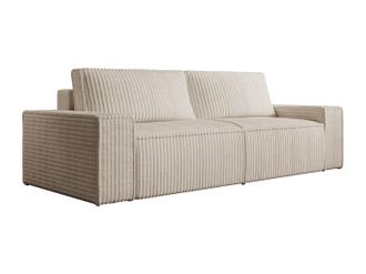 Vente-Unique Sof&aacute; cama de 4 plazas convertible de pana color beige AMELIA