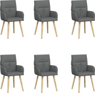 vidaXL Sillas De Comedor 6 Uds. Tela Gris Oscuro 60 X 56 X 96 Cm Vidaxl