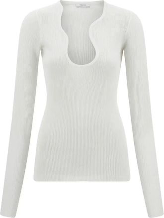 Ferragamo Rippled-Neck Top - Womens - Cotton